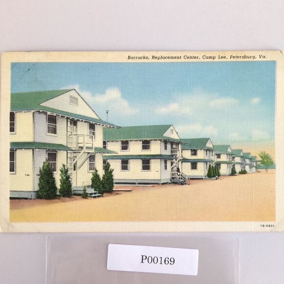 Vtg Petersburg Virginia Camp Lee Linen Postcard 1941 Barracks Replacement Center - Picture 1 of 2